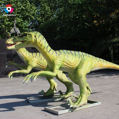 Simulation Life Size Amusement Equipment Dinosaur Twins Statue